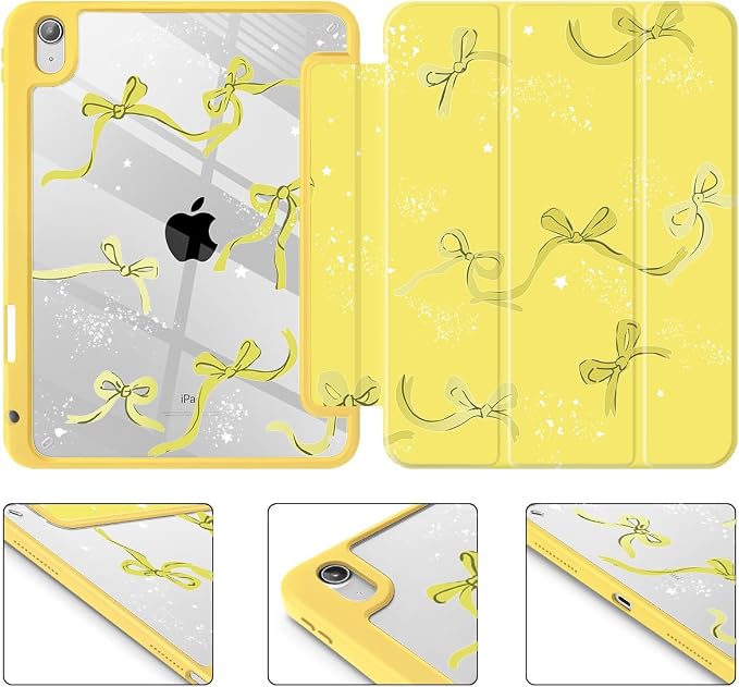 Tuiklol for iPad Pro 11 Inch 4th / 3rd / 2nd / 1st Gen (2022 2021 2020 2018) Case -Built-in Pencil Holder Shockproof Cover Clear Transparent Back Shell with Auto Wake/Sleep Black Flower
