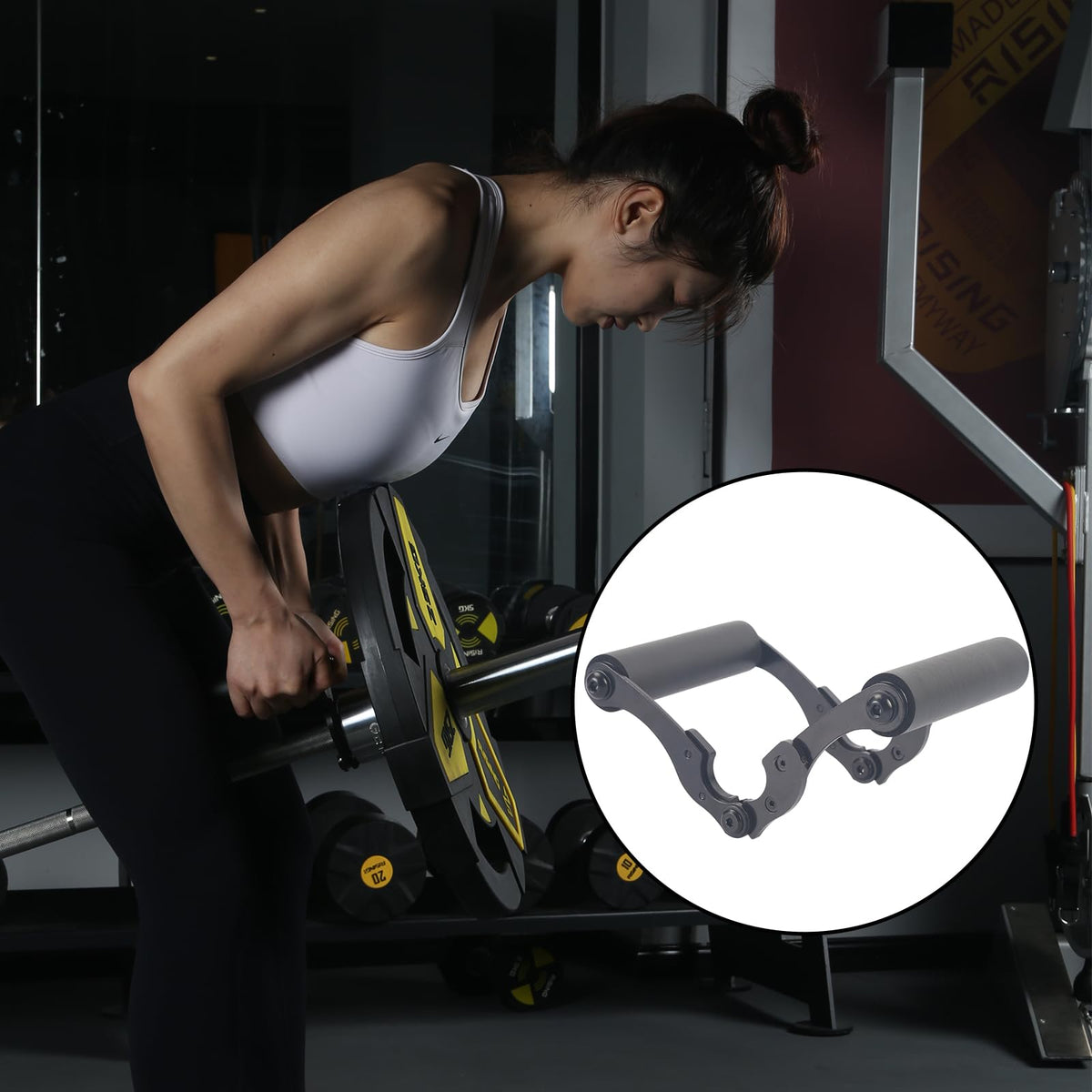KYLINFIT V Bar Row Landmine Handle Attachment for Barbell Bars,Solid Mine Double D Row Handle Grips with Non-Slip Rubber Grips, T-Row Attachment for Olympic Strength Training Bars