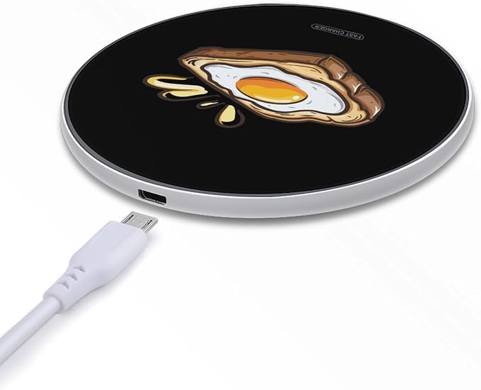 Fried Egg Toast Wireless Charger SlimWireless Charging Pad Anti-Slip Charger Mat for Men Women