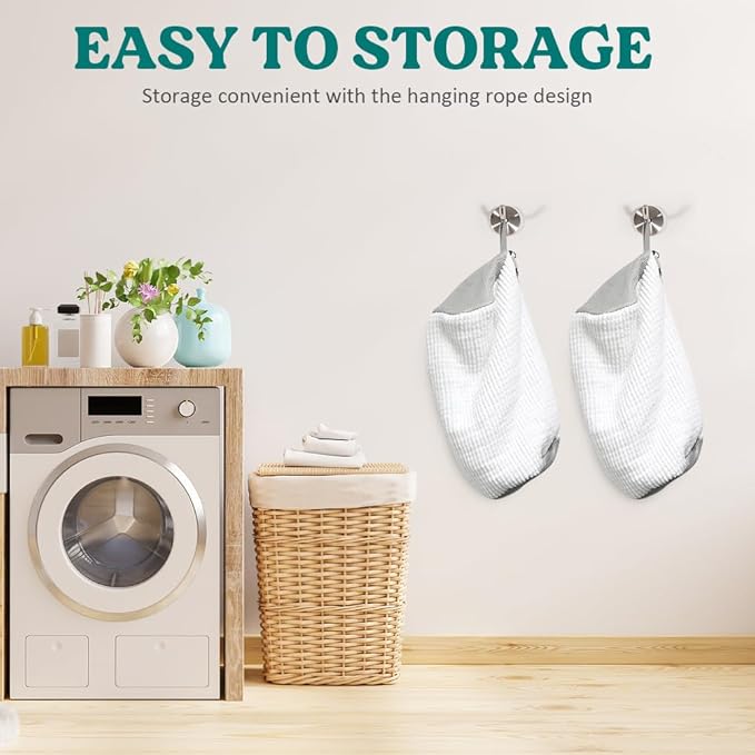 Shoe Washing Machine Bag 2 Pack, 360°Deep Clean Durable Shoes Laundry Bag for Washer and Dryer, Reusable Shoe Cleaner Bags, Sneaker Washing Machine Bag, White