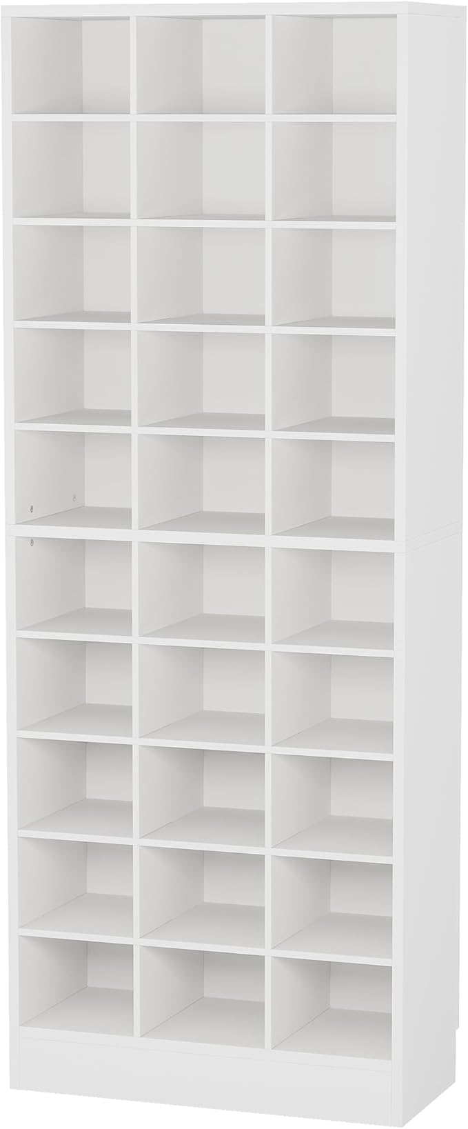 Tribesigns 10-Tier Shoe Storage Cabinet, White Wooden Shoe Rack with 30 Cubbies, Freestanding Tall Entryway Shoe Organizer for Closet, Entryway, Living Room