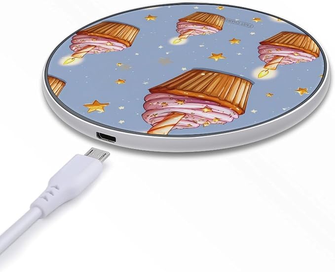 Cupcakes Print Wireless Charger SlimWireless Charging Pad Anti-Slip Charger Mat for Men Women