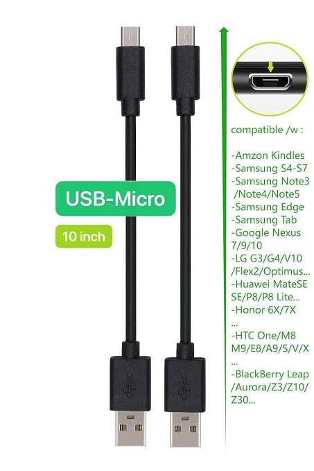 10-Pack Multi Short USB Cables & TypeC-C Cables for Charging Stations Compatible/w iPhone171615 iPhone14-5/ iPads/iPad mini/iPad Pros/Samsung Moblies & Tablets/Pixel & Nexus/HTC/Sony(Bl