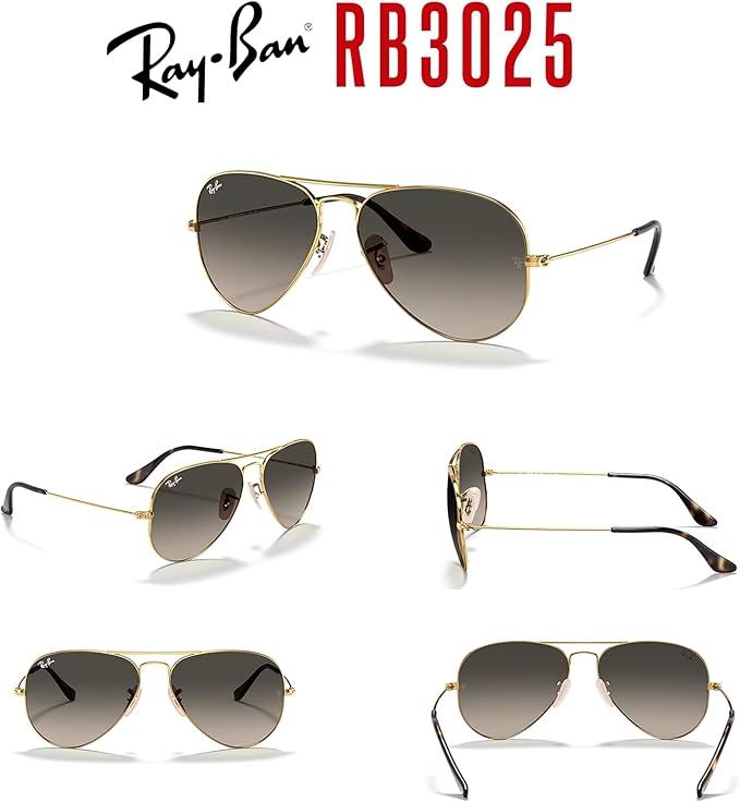 Ray-Ban RB3025 Metal Aviator Sunglasses For Men For Women +BUNDLE with ACCESSORY EYEWEAR KIT