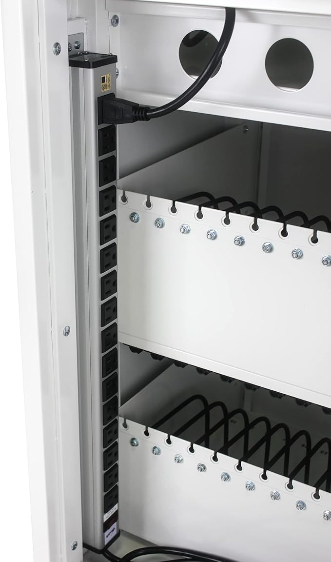 Thetilsy 35 Device Mobile Charging Station for Laptops/Tablets/iPads/Chromebooks,35 Bay Lockable Charging Cabinet with Power Strip for Classroom,School Charging Carts with Casters(White)