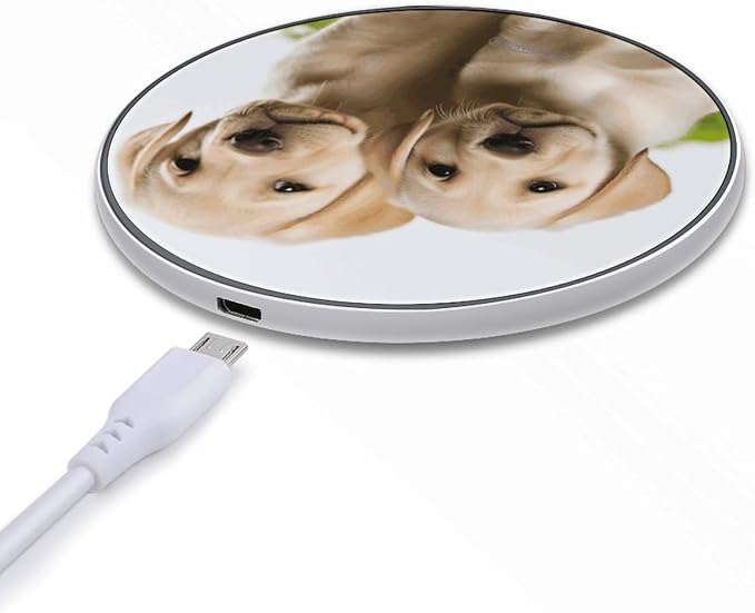 Funny Labrador Puppy Dog Wireless Charger 10W Fast Charging Pad Anti-Slip Qi Certified Wireless Charging Pad Charging Station Portable Phone Charger for All Wireless Charging Smartphone