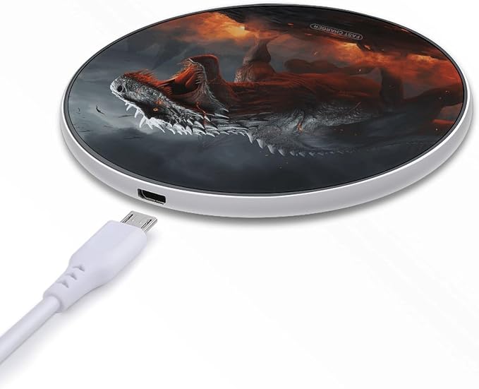 Red Magma Flying Dragons Wireless Charger with Aluminum Alloy Frame Qi Certified Fast Wireless Charging Pad 10W Charging Station Portable Phone Charger for All Wireless Charging Phone