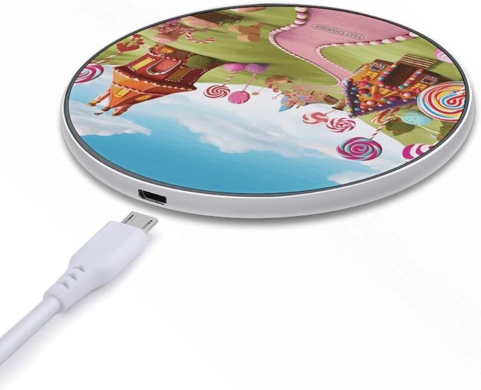 Candy Wireless Charger with USB CableAluminum Alloy Frame 10W Max Compatible Fast Wireless Charging Pad- 3.2ft Cable Included for Travel Home Office Desk