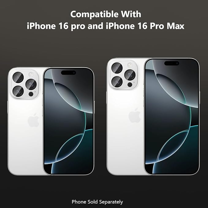SAHARA - Ultra-Strong Camera Lens Protector for iPhone 16 Pro/16 Pro Max (2-Pack) Black (ZD00161)