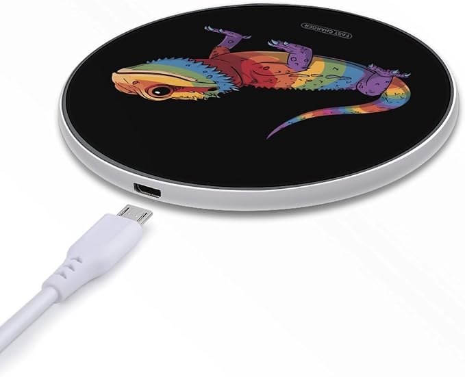 Colorful Bearded Dragon Lizards Wireless Charger Portable Charging Pad | LightweightAll Smartphone