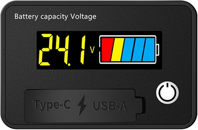 MOAIYU DC8-30V Electricity Meter Digital LCD Display Car Battery Charging Levels Indicators Leads Acid Lithium Voltmeter