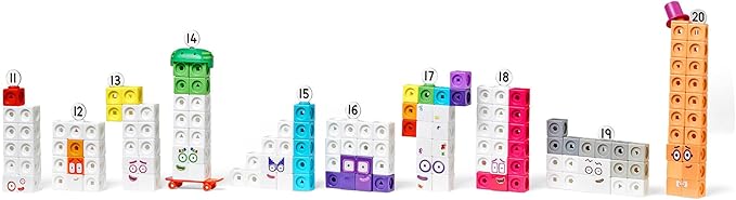 hand2mind MathLink Cubes Numberblocks 11-20 Activity Set, 30 Preschool Learning Activities, Counting Blocks, Linking Cubes, Educational Toys for Kids, Number Games, Math Manipulatives Kindergarten