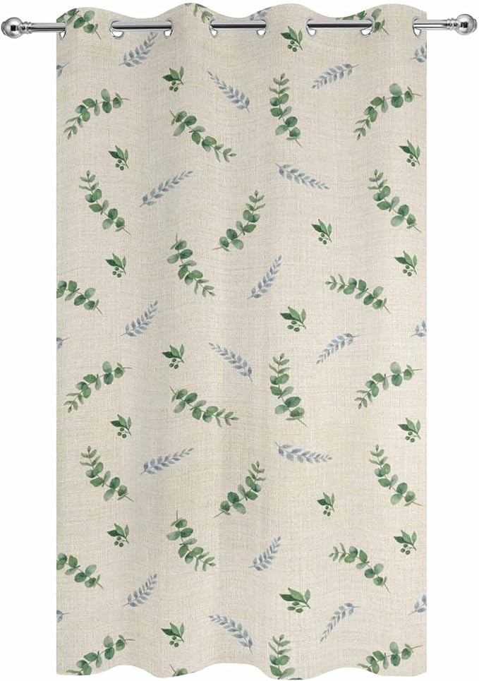 Leaf Outdoor Curtains for Patio Summer Jugal Leaves Pastoral Plant Linen