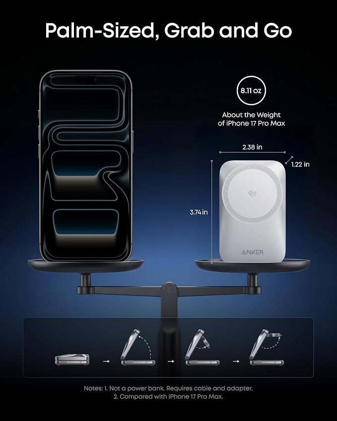 Anker MagSafe Compatible MagGo Charger Stand iPhone 17 Wireless Charger 2-in-1 Charging Station & Prime 3-in-1 Charging Station AirCool Wireless Charger
