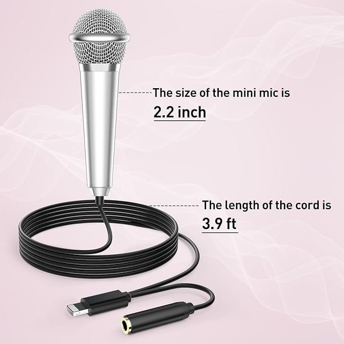 2PCS Mini Microphone for iPhone iPad Small ASMR Tiny Microphone for Voice Video Recording Singing, Vlogging, YouTube Two Mics Silver and Blue