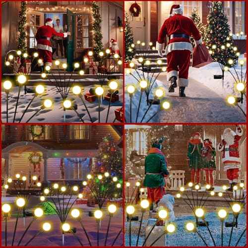 Solar Garden Lights,Solar Firefly Lights,8 Pack 64 Heads Solar Lights Outdoor Decorative,Sway by Wind, High Flexibility Iron Wire & Heavy Bulb Base,Yard Patio Pathway Lawn
