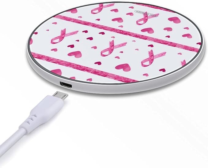 Breast Cancer Awareness Ribbon Wireless Charger Portable Charging Pad | LightweightAll Smartphone