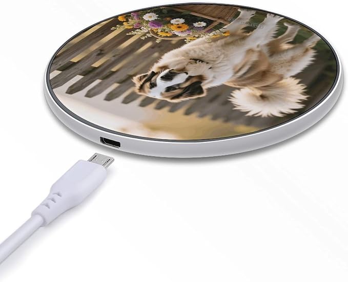 Flowers and Dogs Wireless Charger Fast Charging Pad | Anti-Slip Qi Certified Wireless Charging Pad for All Phones with Wireless Charging Function for Home Office Travel