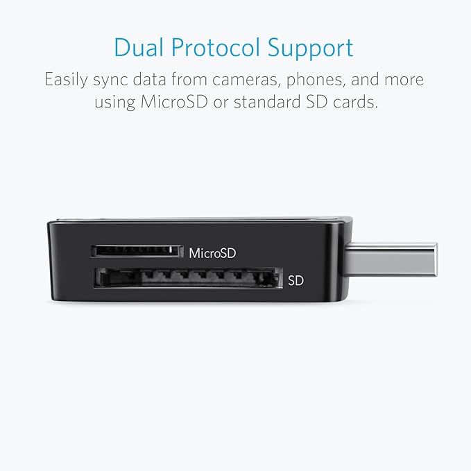 Anker USB 3.0 Micro SD Card Reader, 5Gbps 2-in-1 SD Card Reader to USB Adapter for SDXC, SDHC, MMC, RS-MMC, Micro SDXC, Micro SD, Micro SDHC, UHS-I Cards - USB A CardReader