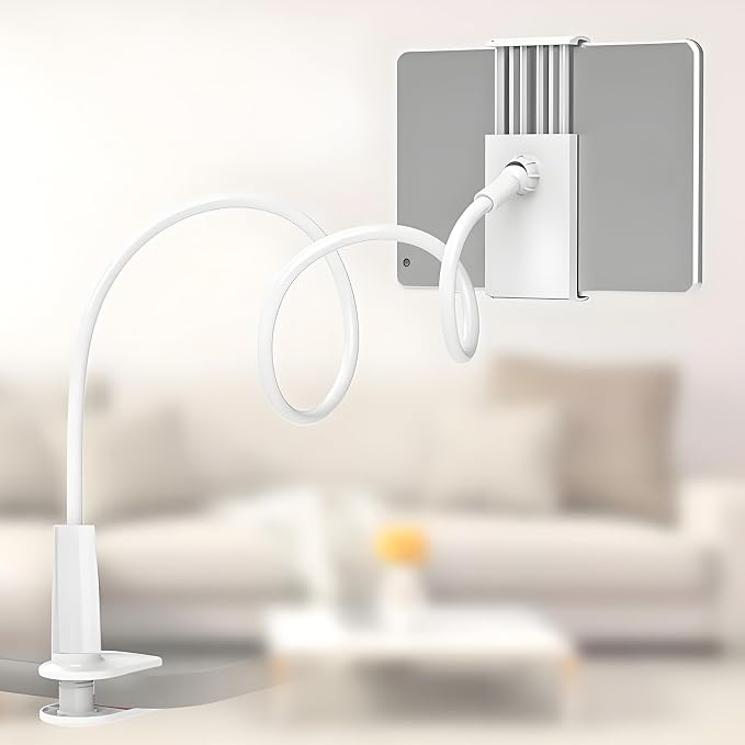 360-Degree Rotating Tablet Stand Adjustable Phone and Tablet Holder for Desk Flexible Mount for Home and Office Use