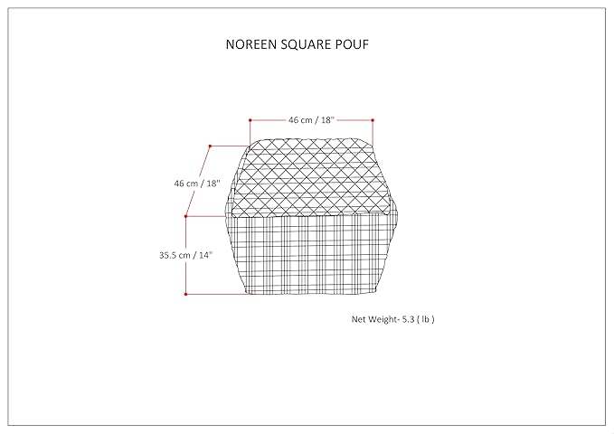 SIMPLIHOME Noreen Boho Square Pouf in Dark Blue and White Handloom Woven Pattern for the Living Room, Bedroom and Kids Room