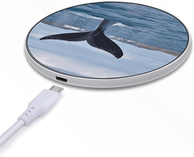 Whale Tail Wireless Charger 10W Fast Charging Pad Anti-Slip Qi Certified Wireless Charging Pad Charging Station Portable Phone Charger for All Wireless Charging Smartphone