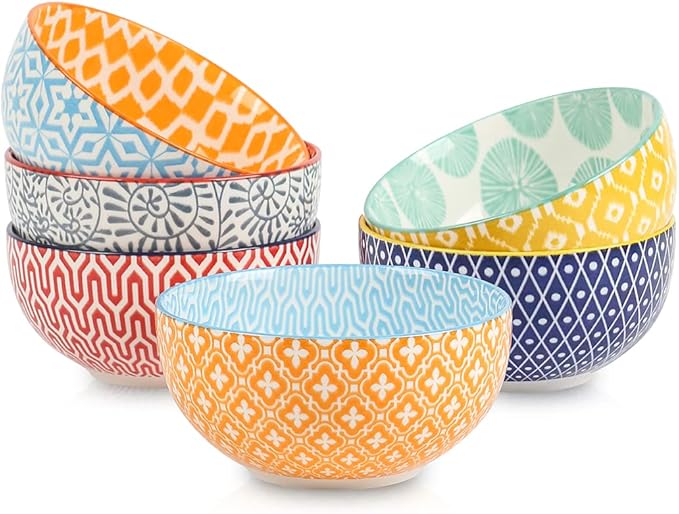 Selamica Ceramic 4 OZ Dipping Bowls Set, 3.5 Inch Mini Bowls for Dipping, Side Dishes, Microwave Dishwasher Safe, Set of 6, Vintage Blue