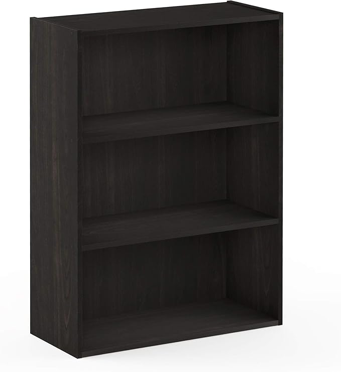 Furinno PASIR Book Shelf, 3-Tier Bookshelf, Bookcase, 9.7" x 23.7" x 31.5", for Living Room, Bedroom, Home Office, Blackwood