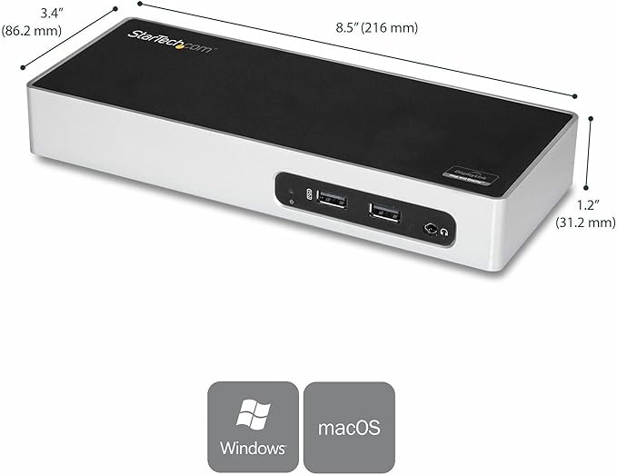 StarTech.com USB 3.0 Docking Station - Dual Monitor Laptop Docking Station with HDMI & DVI/VGA Video - 6-port USB 3.1 Gen 1 5Gbps Hub, GbE, Audio - Universal Type-A Dock - Windows & Mac (DK30ADD)
