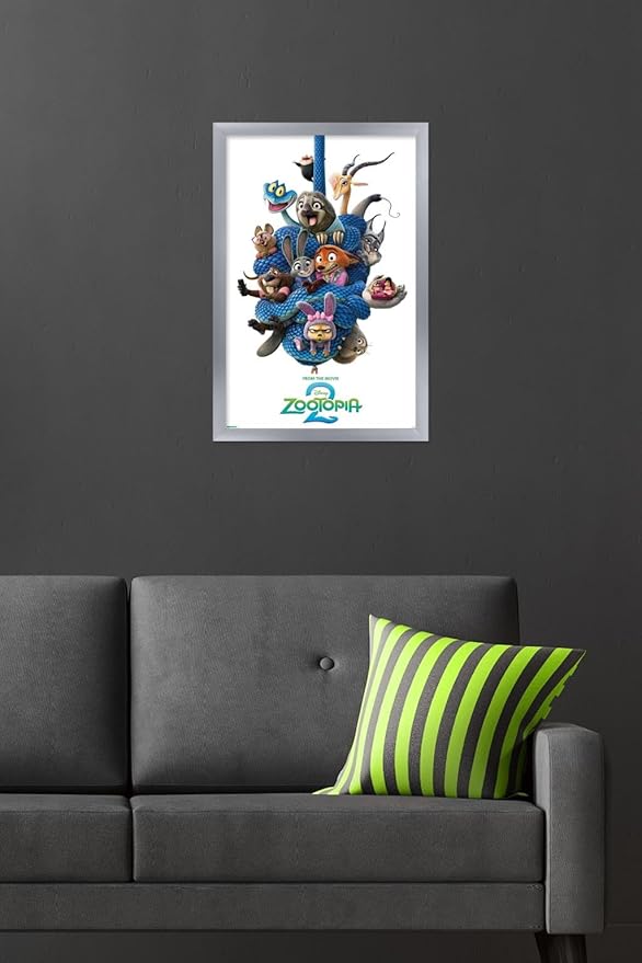 Disney Zootopia 2 (2025) - Group One Sheet Wall Poster, 22.4L" x 14.7W", Silver Framed Version