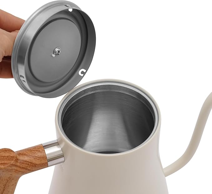 Florchest 0.9L Electric Kettles, Gooseneck Electric Kettle with Stainless Steel Inner, 104-212℉ temperature adjusted,Quick Heating for Pour Over Coffee, Brew Tea, Boil Hot Water (White)