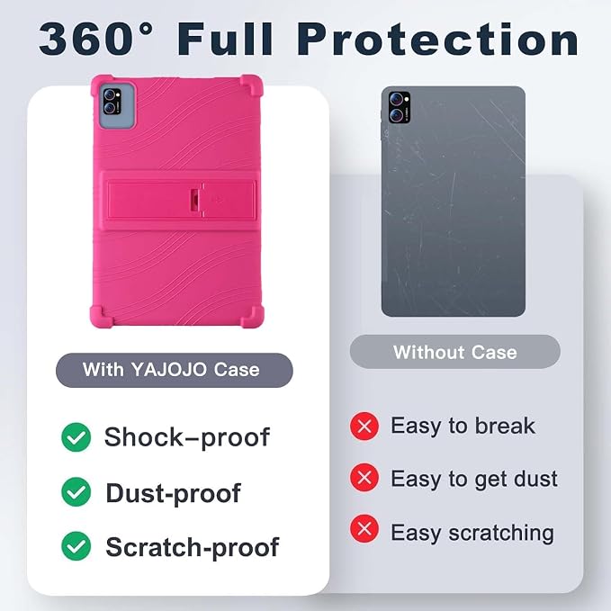 Case for LECTRUS T30W Android 15 Tablet 10 inchSoft Silicone Protector CoverKids FriendlyAdjustable Stand Tablet Cover4 Corners Thicken ShockproofPink