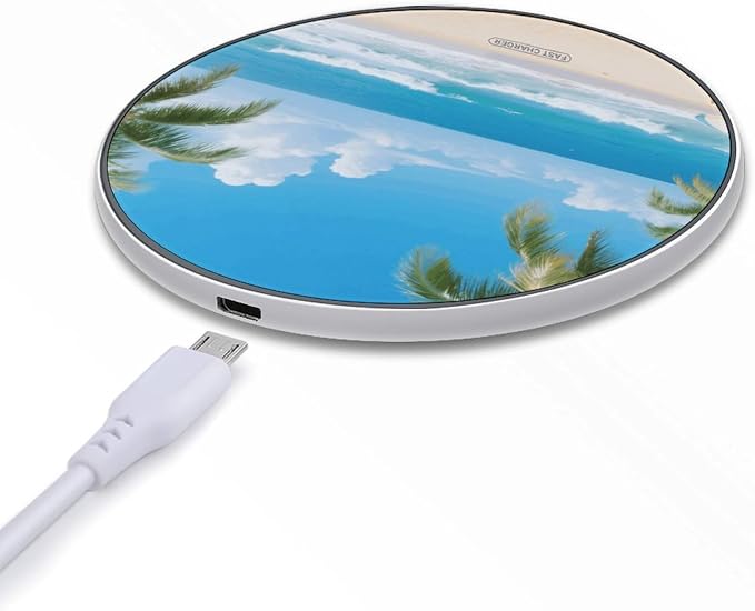 Sea Wireless Charger with Aluminum Alloy Frame Qi Certified Fast Wireless Charging Pad 10W Charging Station Portable Phone Charger for All Wireless Charging Phone