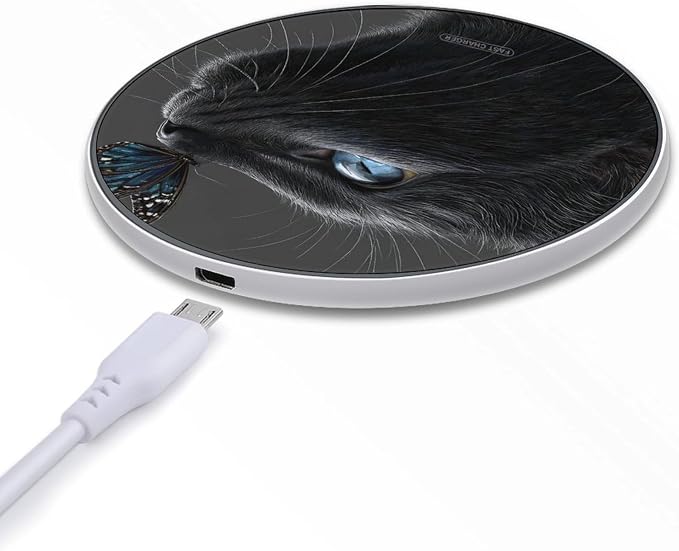 Black Cat Butterfly Wireless Charger SlimWireless Charging Pad Anti-Slip Charger Mat for Men Women