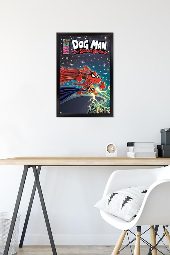 Dog Man - The Scarlet Shedder Wall Poster, 22.4L" x 14.7W", Black Framed Version