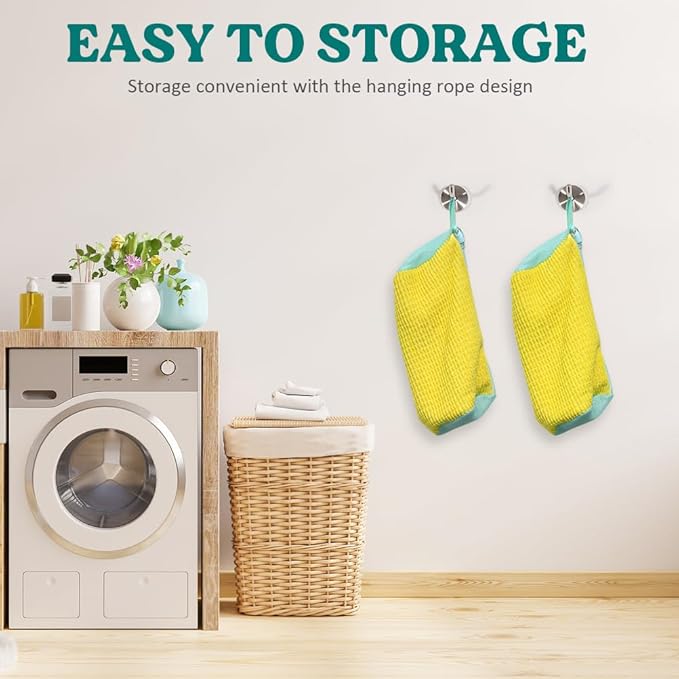 Shoe Washing Machine Bag 2 Pack, 360°Deep Clean Durable Shoes Laundry Bag for Washer and Dryer, Reusable Shoe Cleaner Bags, Sneaker Washing Machine Bag, Yellow
