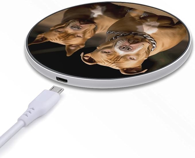 Pitbull Dogs Wireless Charger Fast Charging Pad | Anti-Slip Qi Certified Wireless Charging Pad for All Phones with Wireless Charging Function for Home Office Travel