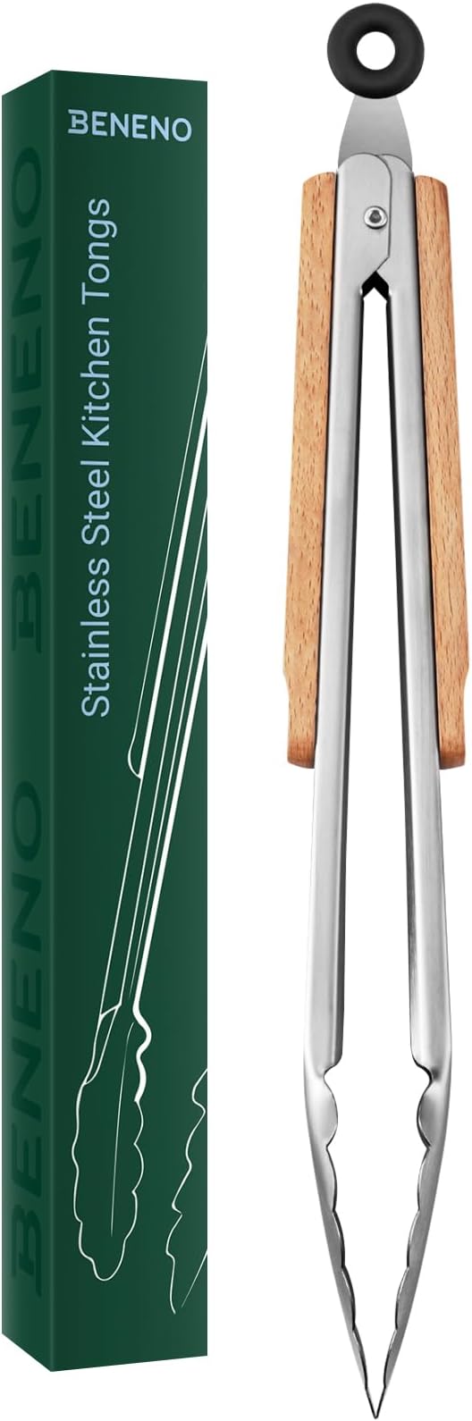 Beneno 12-Inch Heavy Duty Stainless Steel Kitchen Tongs for Cooking