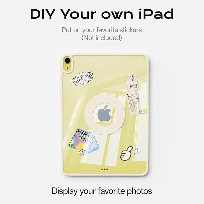 Clear Case for iPad A16 11th Generation 11 inch 2025 & iPad 10th Gen 10.9 inch 2022 with Pencil Holder Detachable Magnetic Rotating Transparent Hard PC Back Auto Wake/Sleep Trifold & Y Stan