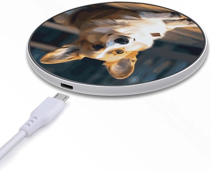 Smart Corgi Wireless Charger 10W Portable Fast Wireless Charging Pad Compatible with Phone Slim Charging Station Lightweight Charger Mat Charging Block for Travel Home Office
