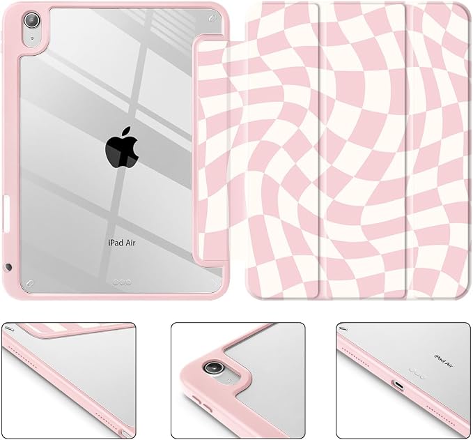 Mektron Case for 2026 iPad Air 11 inch M4 8th (M3 2025 7th /M2 2024 6th) Compatible with iPad Air 10.9 (2022 5th Gen /2020 4th Gen) Shockproof Clear Shell Blue Bows & Flowers