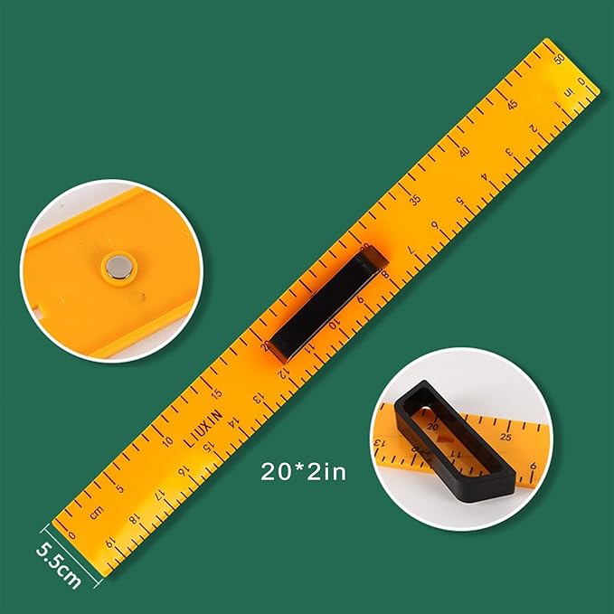 Magnetic Geometry Set on Whiteboard Math Classroom Large Protractor Triangle Ruler Plate Set Compass Drawing Tools for Teacher (5 Pieces)