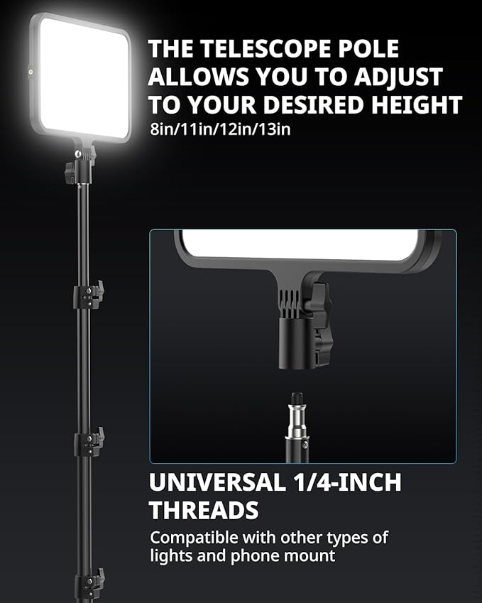 UBeesize 2 Pack LED Video Light Kit, Photography Lighting, 13" Studio Lights with 65" Tripod Stand and Phone Holders, Podcast Lighting for Video Recording,Tiktok,YouTube