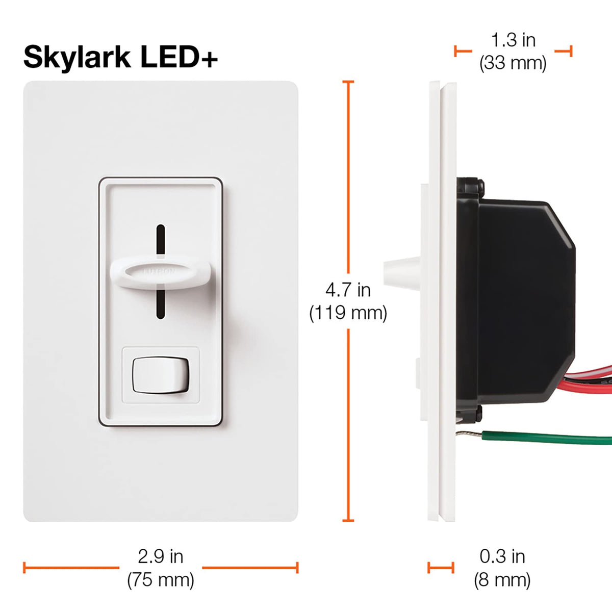 Lutron Skylark LED+ Dimmer Switch for Dimmable LED, Lutron Dimmer Switch For Halogen and Incandescent Bulbs, 150W/Single-Pole or 3-Way, SCL-153P-WH, White