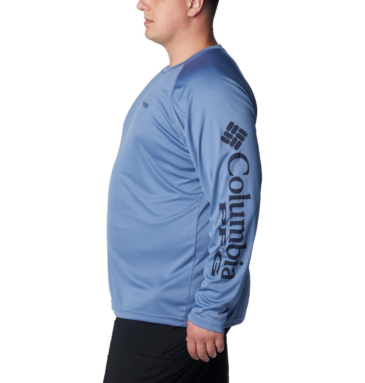 Columbia Men's Terminal Tackle Long Sleeve Shirt, Bluestone/Collegiate Navy Logo, 2X Big