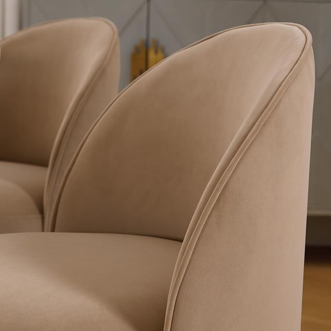 Modern Barrel Dining Chairs Set of 6, Swivel Base Khaki Accent Chair 360°Rotating Vanity Chair Mid-Century Dining Side Chair Kitchen Chair for Living Room, Bedroom, Home, Office, Kitchen