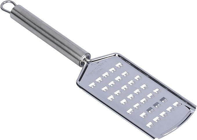 Restaurantware Stainless Steel Coarse Cheese Grater - German Standard Lemon Zester with Ergonomic Handle, Sharp Blades, Dishwasher Safe - Handheld Kitchen Grater for Parmesan, Garlic, Ginger