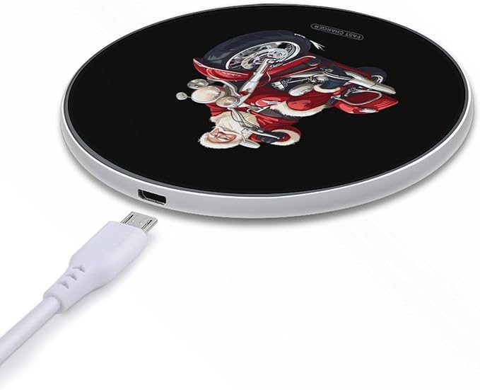 Santa Snowy Motorcycle Wireless Charger SlimWireless Charging Pad Anti-Slip Charger Mat for Men Women