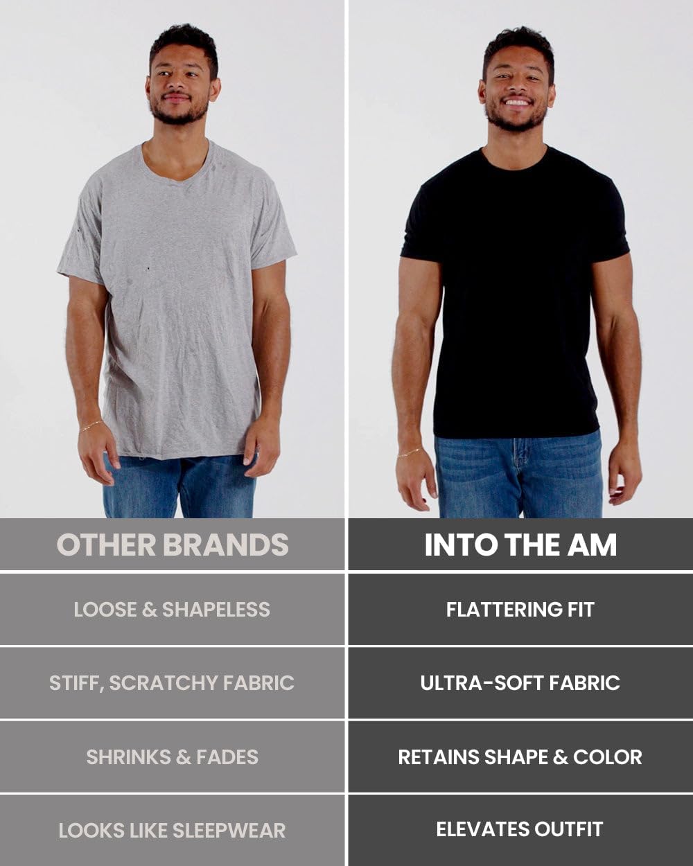INTO THE AM Men's Plain Tees 6 Pack Multipack - Fitted Crewneck Gym Casual Workout Tshirts Shirts for Ment (Black/Charcoal/Grey/Indigo/Navy/White, X-Large)
