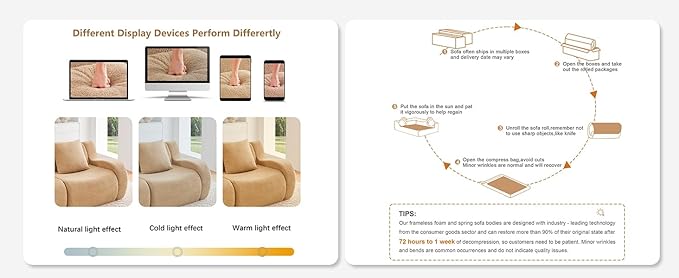 Camel Modular Cloud Couch Loveseat with 1 Ottoman, Teddy Fabric Boneless Sectional Sofa in a Box, Comfortable Floor Sofa for Living Room, No Assembly Required, Sofas para Sala